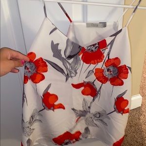 red and white silk tank